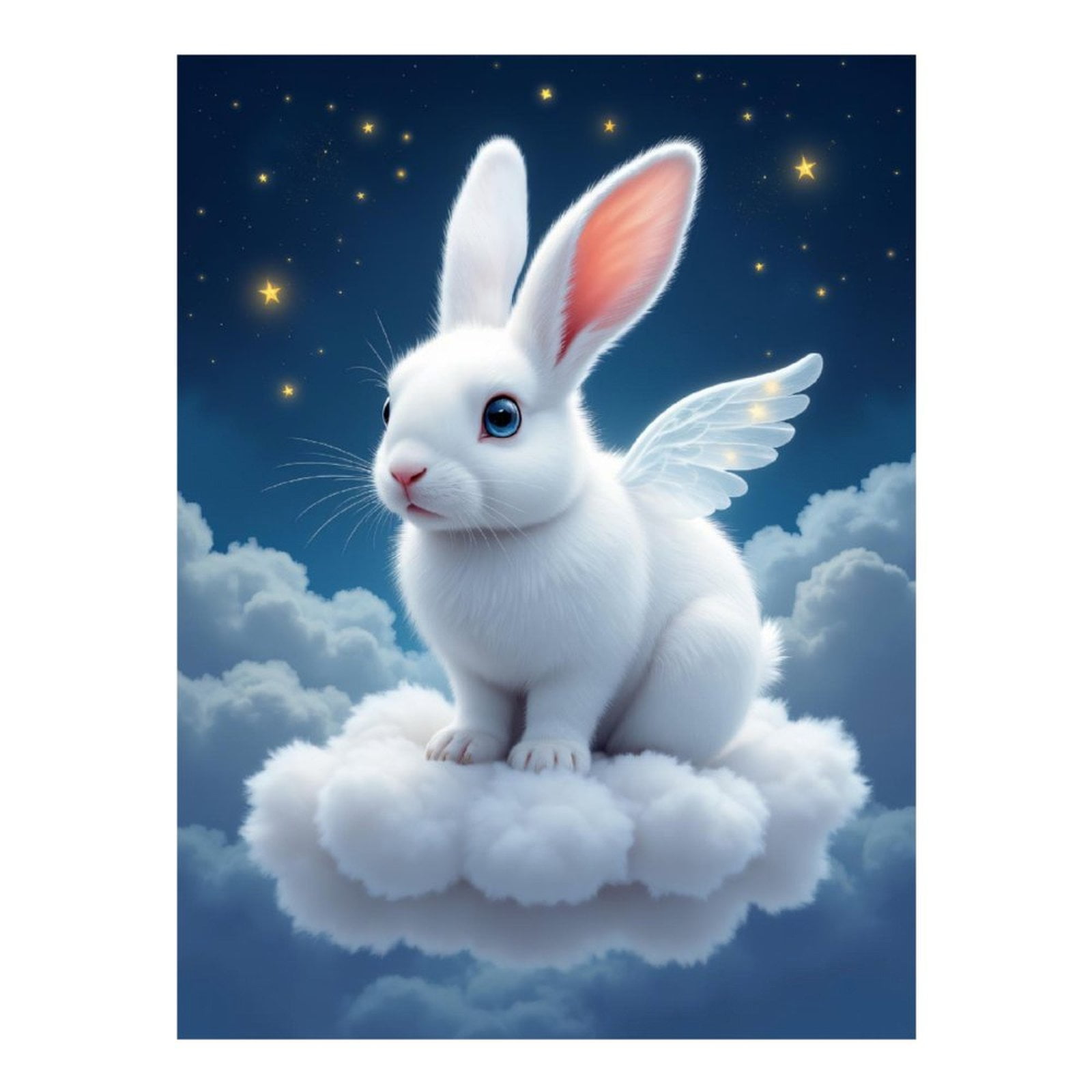Diamond Art Kit for Adults, Rabbit Angel On Cloud Night Sky Diamond ...