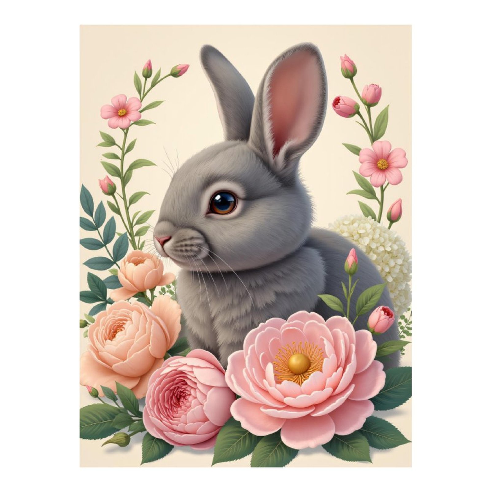 Diamond Art Kit for Adults, Rabbit In Floral Garden Art Diamond ...