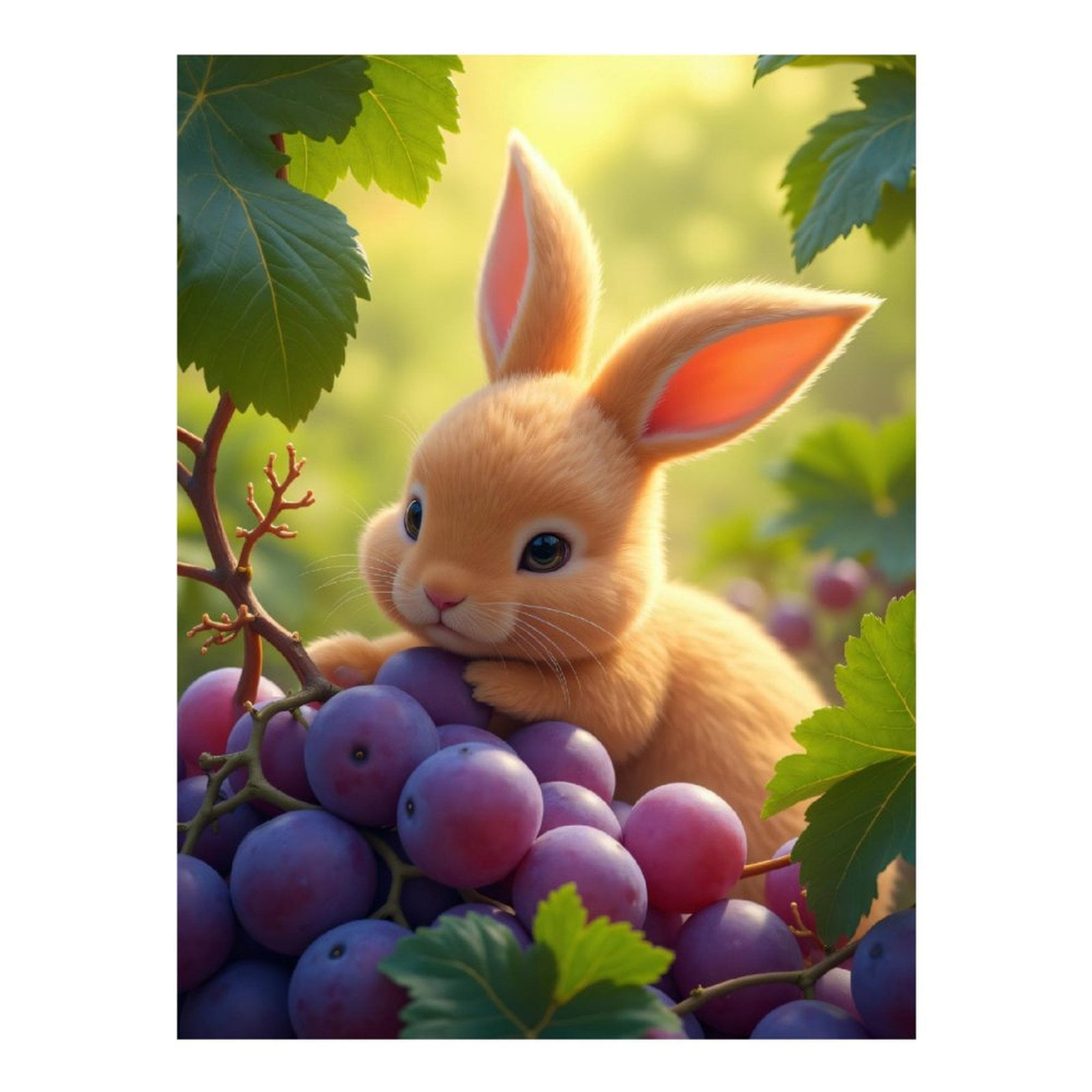 Diamond Art Kit for Adults, Rabbit Grapes Vine Leaves Glow Diamond ...