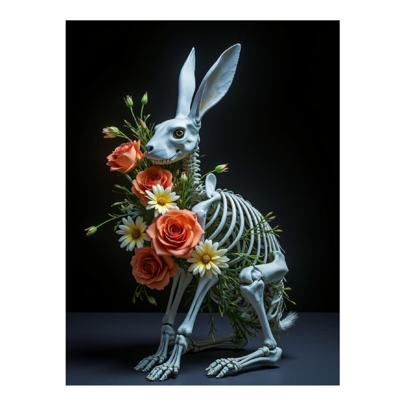 Diamond Art Kit for Adults, Rabbit Skeleton Floral Display Diamond ...