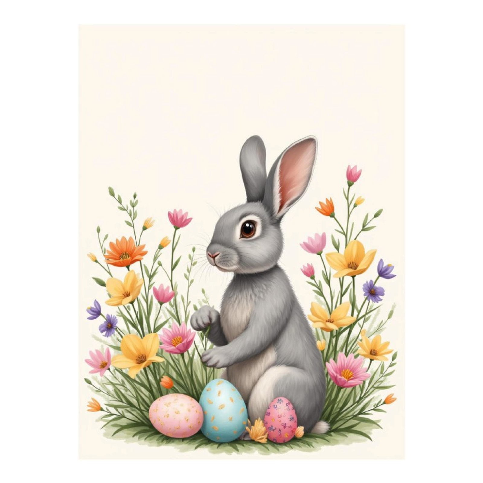 Diamond Art Kit for Adults, Rabbit Spring Flowers Easter Eggs Diamond ...