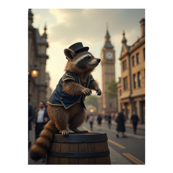 Diamond Art Kit for Adults, Raccoon Dapper Barrel Street Scene Diamond Painting for Adults Beginners, DIY Diamond Art Painting Kits, 5D Diamond Painting Crafts for Home Decor 12x16 Frameless
