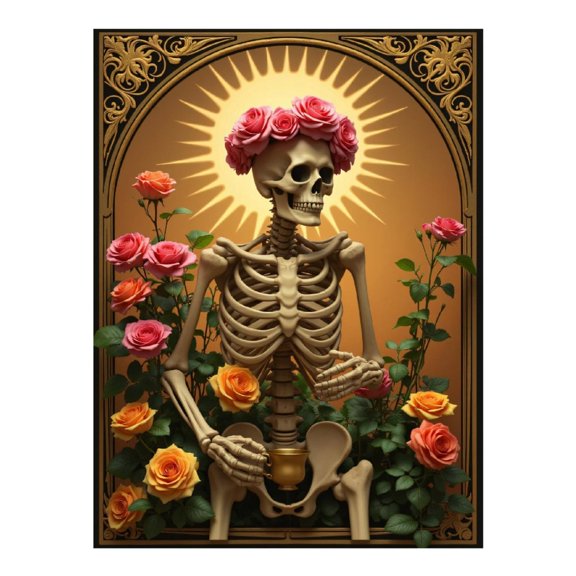 Diamond Art Kit for Adults, Radiant Floral Skeleton Art Deco Diamond Painting for Adults Beginners, DIY Diamond Art Painting Kits, 5D Diamond Painting Crafts for Home Decor 12x16 Frameless