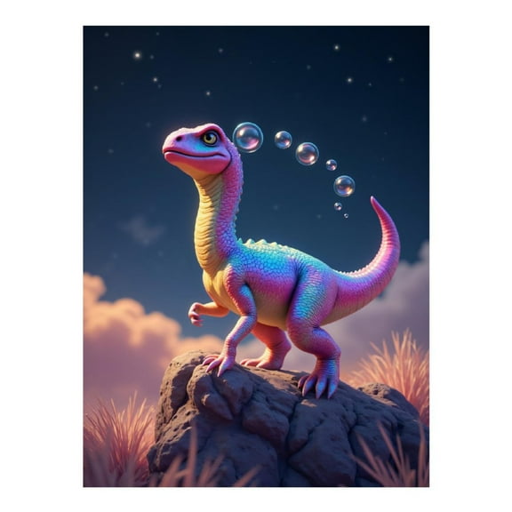 Diamond Art Kit for Adults, Rainbow Dinosaur Sunset Bubbles Diamond Painting for Adults Beginners, DIY Diamond Art Painting Kits, 5D Diamond Painting Crafts for Home Decor 12x16 Frameless