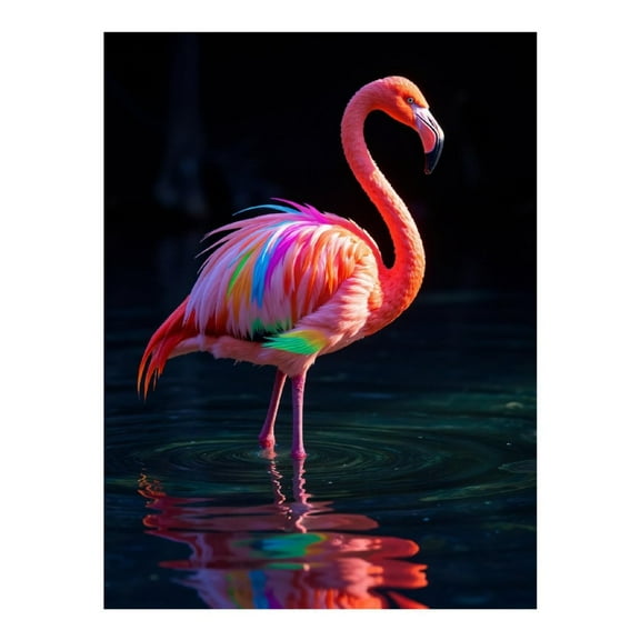 Diamond Art Kit for Adults, Rainbow Feathered Flamingo Reflections Diamond Painting for Adults Beginners, DIY Diamond Art Painting Kits, 5D Diamond Painting Crafts for Home Decor 12x16 Frameless