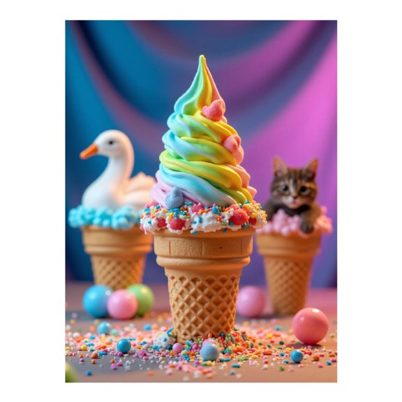 Diamond Art Kit for Adults, Rainbow Ice Cream Cone Delight Diamond Painting for Adults Beginners, 5D DIY Diamond Art Painting Kits, Colorful Diamond Painting Craft for Home Decor 12x16