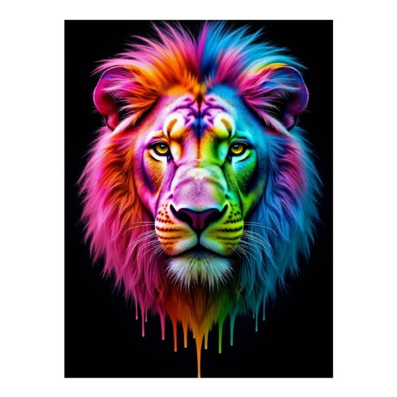 Diamond Art Kit for Adults, Rainbow Lion Portrait Art Diamond Painting for Adults Beginners, DIY Diamond Art Painting Kits, 5D Diamond Painting Crafts for Home Decor 12x16 Frameless