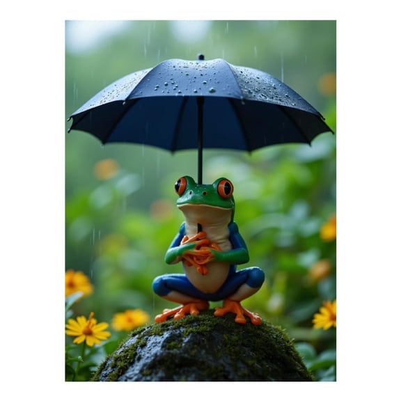Diamond Art Kit for Adults, Rainy Day Frog With Umbrella Diamond Painting for Adults Beginners, DIY Diamond Art Painting Kits, 5D Diamond Painting Crafts for Home Decor 12x16 Frameless