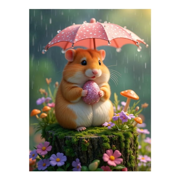 Diamond Art Kit for Adults, Rainy Day Hamster Wonderland Diamond Painting for Adults Beginners, 5D DIY Diamond Art Painting Kits, Colorful Diamond Painting Craft for Home Decor 12x16 Frameless