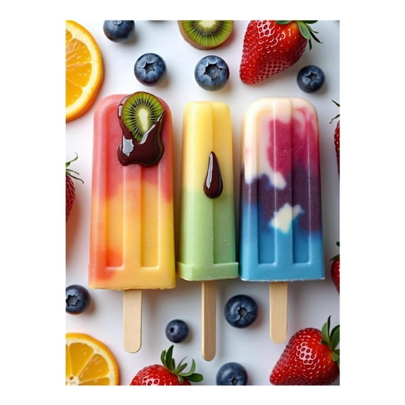 Diamond Art Kit for Adults, Realistic Fruit Popsicles Print No.8 Diamond Painting for Adults Beginners, 5D DIY Diamond Art Painting Kits, Colorful Diamond Painting Craft for Home Decor 12x16