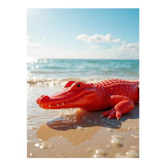Diamond Art Kit for Adults, Red Alligator Toy Beach Shore Diamond Painting for Adults Beginners, 5D DIY Diamond Art Painting Kits, Colorful Diamond Painting Craft for Home Decor 12x16