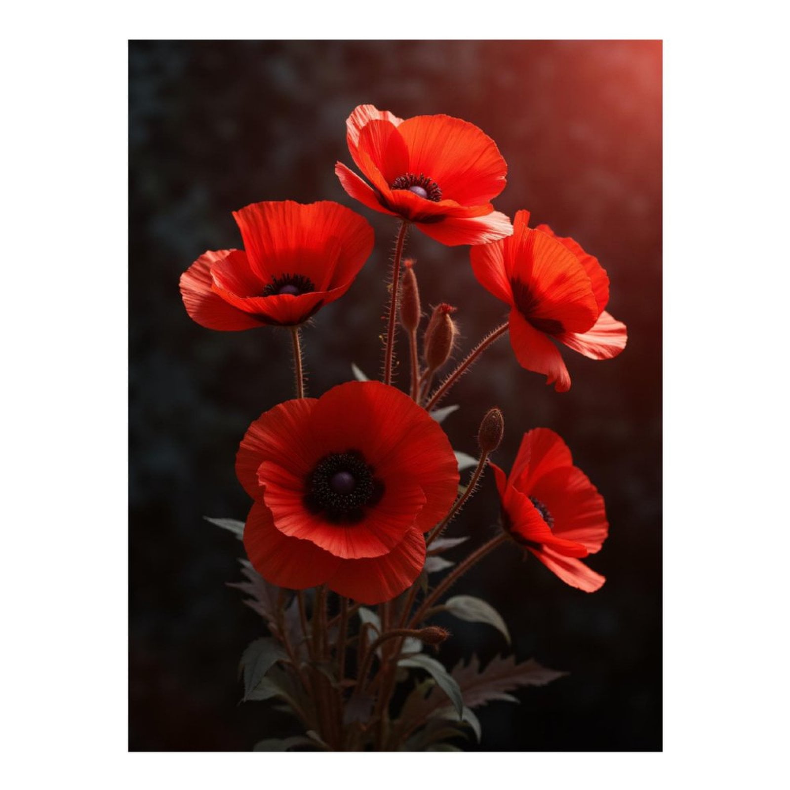 Diamond Art Kit for Adults, Red Blooming Poppy Flowers Nature Diamond ...