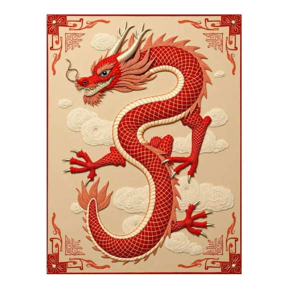 Diamond Art Kit for Adults, Red Dragon Mythical Clouds Art Diamond Painting for Adults Beginners, DIY Diamond Art Painting Kits, 5D Diamond Painting Crafts for Home Decor 12x16 Frameless