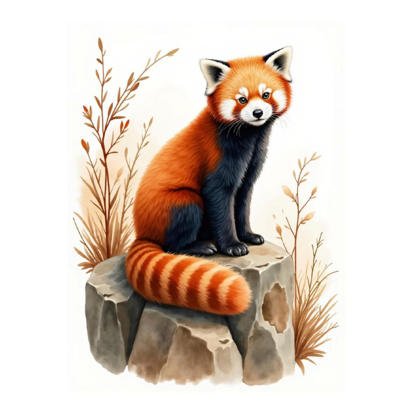 Diamond Art Kit for Adults, Red Panda On Rock With Foliage Diamond Painting for Adults Beginners, 5D DIY Diamond Art Painting Kits, Colorful Diamond Painting Craft for Home Decor 12x16