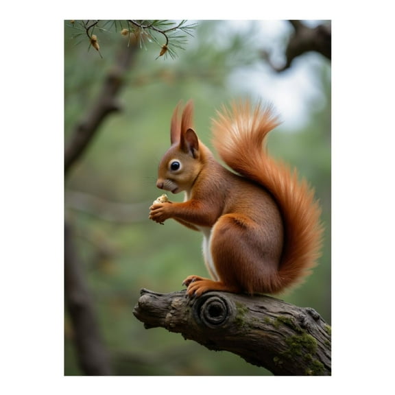 Diamond Art Kit for Adults, Red Squirrel Eating Nut On Branch Diamond Painting for Adults Beginners, 5D DIY Diamond Art Painting Kits, Colorful Diamond Painting Craft for Home Decor 12x16