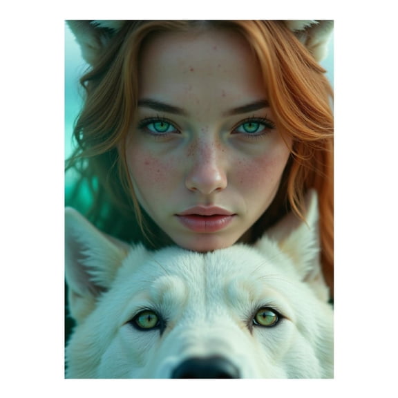 Diamond Art Kit for Adults, Redhead Green Eyes Wolf Companion Diamond Painting for Adults Beginners, DIY Diamond Art Painting Kits, 5D Diamond Painting Crafts for Home Decor 12x16 Frameless