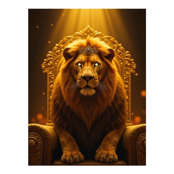 Diamond Art Kit for Adults, Regal Lion On Golden Throne Diamond Painting for Adults Beginners, DIY Diamond Art Painting Kits, 5D Diamond Painting Crafts for Home Decor 12x16 Frameless
