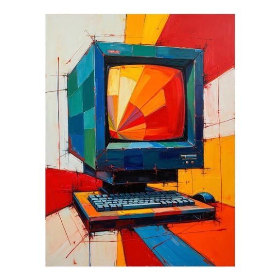 Diamond Art Kit for Adults, Retro Computer Abstract Colors Diamond Painting for Adults Beginners, DIY Diamond Art Painting Kits, 5D Diamond Painting Crafts for Home Decor 12x16 Frameless