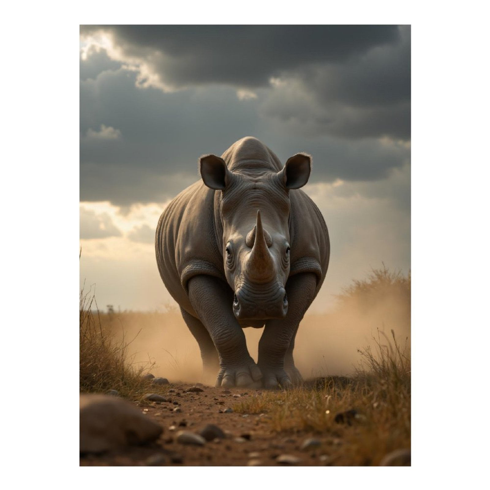 Diamond Art Kit for Adults, Rhino Charging Through Dusty Path Diamond Painting for Adults Beginners, 5D DIY Diamond Art Painting Kits, Colorful Diamond Painting Craft for Home Decor 12x16