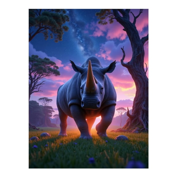Diamond Art Kit for Adults, Rhino Magical Sunset Landscape Diamond Painting for Adults Beginners, 5D DIY Diamond Art Painting Kits, Colorful Diamond Painting Craft for Home Decor 12x16