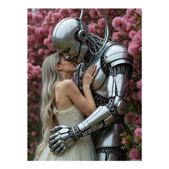 Diamond Art Kit for Adults, Robot And Woman Embrace Blossoms Diamond Painting for Adults Beginners, DIY Diamond Art Painting Kits, 5D Diamond Painting Crafts for Home Decor 12x16 Frameless