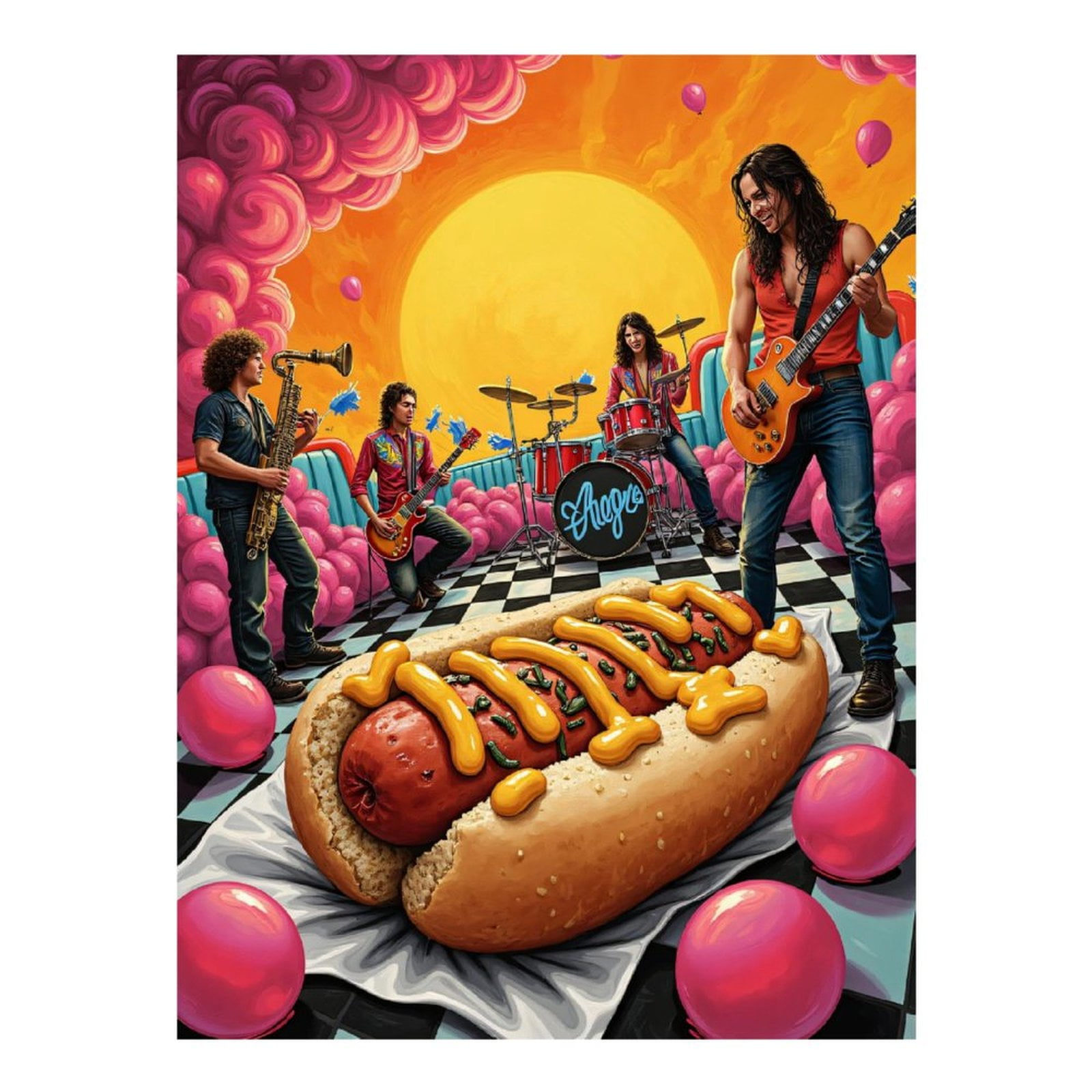 Diamond Art Kit for Adults, Rock Band Surreal Hotdog Reverie Diamond Painting for Adults Beginners, 5D DIY Diamond Art Painting Kits, Colorful Diamond Painting Craft for Home Decor 12x16