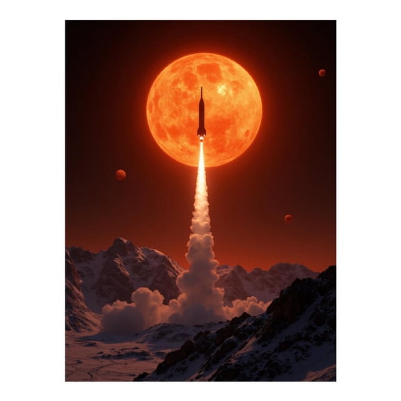 Diamond Art Kit for Adults, Rocket Launching Lunar Landscape Diamond Painting for Adults Beginners, DIY Diamond Art Painting Kits, 5D Diamond Painting Crafts for Home Decor 12x16 Frameless