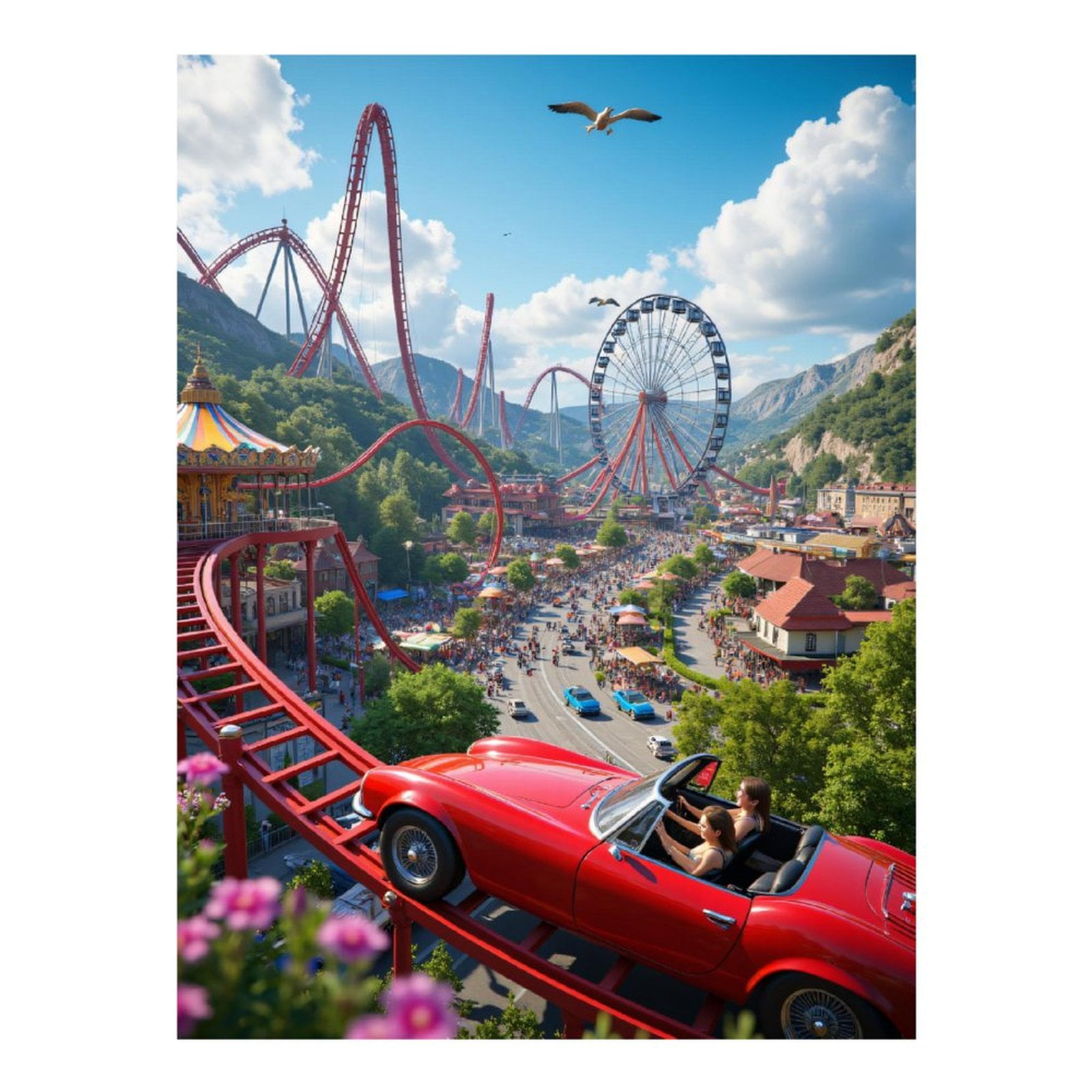 Diamond Art Kit for Adults, Roller Coaster Adventure Scene Diamond Painting for Adults Beginners, 5D DIY Diamond Art Painting Kits, Colorful Diamond Painting Craft for Home Decor 12x16