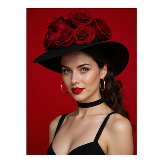 Diamond Art Kit for Adults, Romantic Roses Elegant Hat Portrait Diamond Painting for Adults Beginners, 5D DIY Diamond Art Painting Kits, Colorful Diamond Painting Craft for Home Decor 12x16