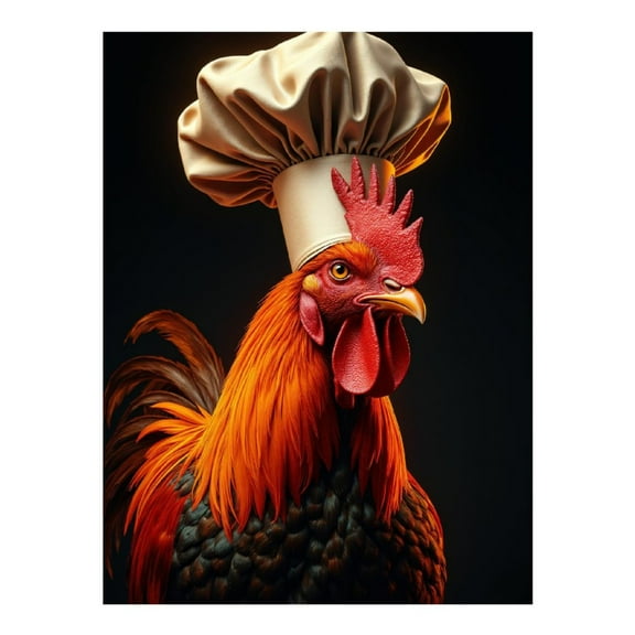 Diamond Art Kit for Adults, Rooster Chef Portrait Art Diamond Painting for Adults Beginners, DIY Diamond Art Painting Kits, 5D Diamond Painting Crafts for Home Decor 12x16 Frameless