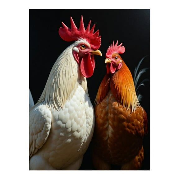 Diamond Art Kit for Adults, Rooster And Hen Portrait Art Diamond Painting for Adults Beginners, 5D DIY Diamond Art Painting Kits, Colorful Diamond Painting Craft for Home Decor 12x16