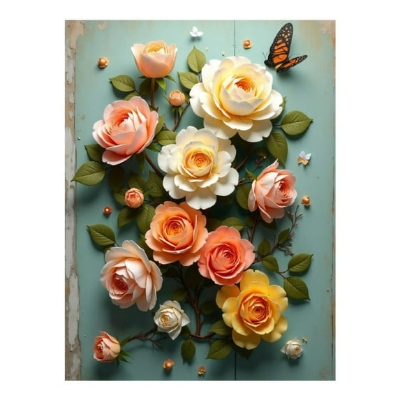 Diamond Art Kit for Adults, Rose Colorful Print No.977 Diamond Painting for Adults Beginners, 5D DIY Diamond Art Painting Kits, Colorful Diamond Painting Craft for Home Decor 12x16