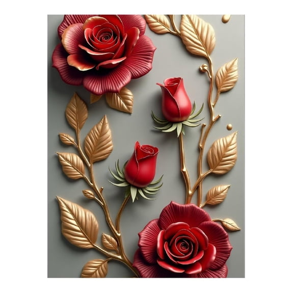 Diamond Art Kit for Adults, Rose Red Print No.222 Diamond Painting for Adults Beginners, 5D DIY Diamond Art Painting Kits, Colorful Diamond Painting Craft for Home Decor 12x16