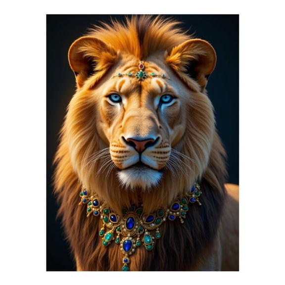 Diamond Art Kit for Adults, Royal Lion Majestic Jewels Diamond Painting for Adults Beginners, 5D DIY Diamond Art Painting Kits, Colorful Diamond Painting Craft for Home Decor 12x16