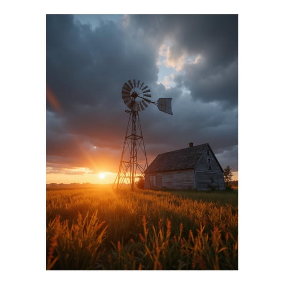 Diamond Art Kit for Adults, Rural Sunset Windmill Field Diamond Painting for Adults Beginners, DIY Diamond Art Painting Kits, 5D Diamond Painting Crafts for Home Decor 12x16 Frameless