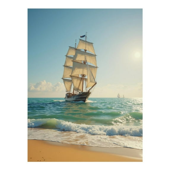 Diamond Art Kit for Adults, Sailing Ship Ocean Voyage Diamond Painting for Adults Beginners, DIY Diamond Art Painting Kits, 5D Diamond Painting Crafts for Home Decor 12x16 Frameless