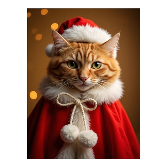 Diamond Art Kit for Adults, Santa Cat Festive Portrait Diamond Painting for Adults Beginners, DIY Diamond Art Painting Kits, 5D Diamond Painting Crafts for Home Decor 12x16 Frameless