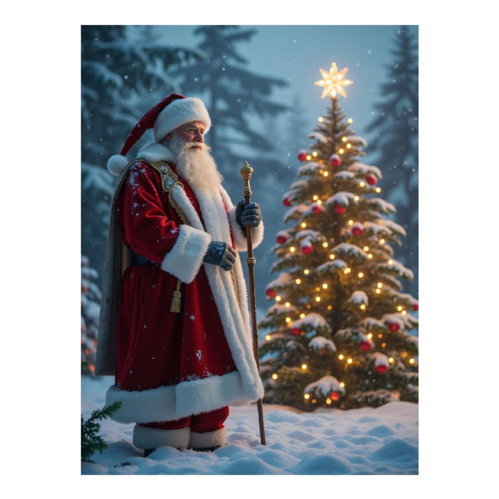 Diamond Art Kit for Adults, Santa Claus Christmas Tree Snowy Night Diamond Painting for Adults Beginners, DIY Diamond Art Painting Kits, 5D Diamond Painting Crafts for Home Decor 12x16 Frameless