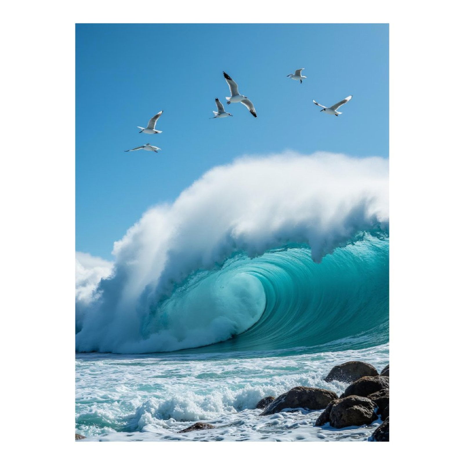 Diamond Art Kit for Adults, Seagulls Ocean Wave Rocks Sky Diamond Painting for Adults Beginners, 5D DIY Diamond Art Painting Kits, Colorful Diamond Painting Craft for Home Decor 12x16