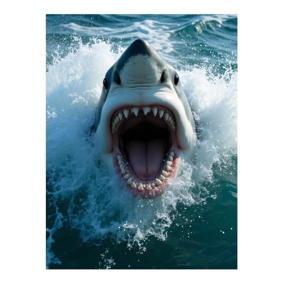 Diamond Art Kit for Adults, Shark Ocean Splashing Water Diamond Painting for Adults Beginners, DIY Diamond Art Painting Kits, 5D Diamond Painting Crafts for Home Decor 12x16 Frameless