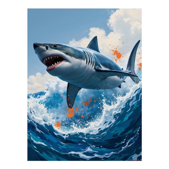Diamond Art Kit for Adults, Shark Ocean Waves Dynamic Painting Diamond Painting for Adults Beginners, DIY Diamond Art Painting Kits, 5D Diamond Painting Crafts for Home Decor 12x16 Frameless
