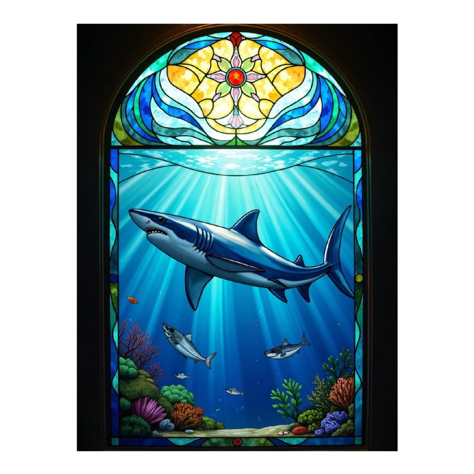 Diamond Art Kit for Adults, Shark Stained Glass Ocean Scene Diamond Painting for Adults Beginners, DIY Diamond Art Painting Kits, 5D Diamond Painting Crafts for Home Decor 12x16 Frameless