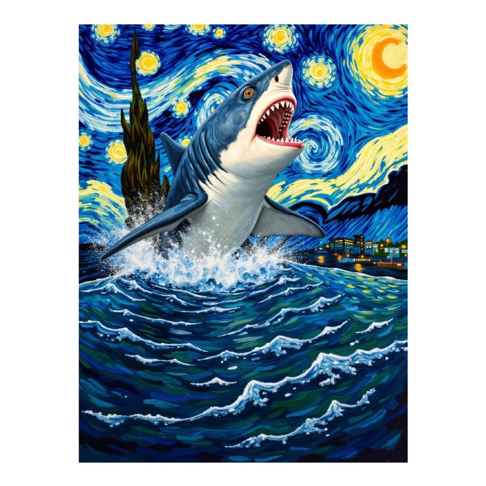 Diamond Art Kit for Adults, Shark Starry Night Ocean Splash Diamond Painting for Adults Beginners, DIY Diamond Art Painting Kits, 5D Diamond Painting Crafts for Home Decor 12x16 Frameless