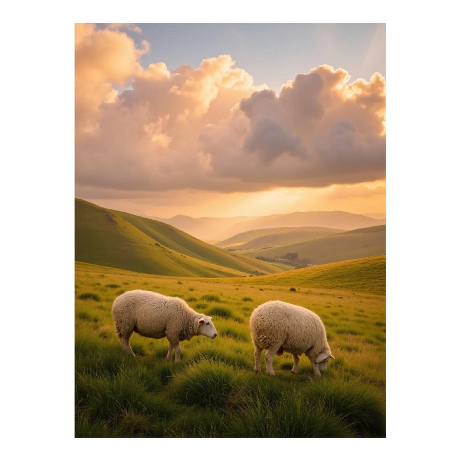 Diamond Art Kit for Adults, Sheep Grazing Rolling Hills Sunset Diamond Painting for Adults Beginners, DIY Diamond Art Painting Kits, 5D Diamond Painting Crafts for Home Decor 12x16 Frameless