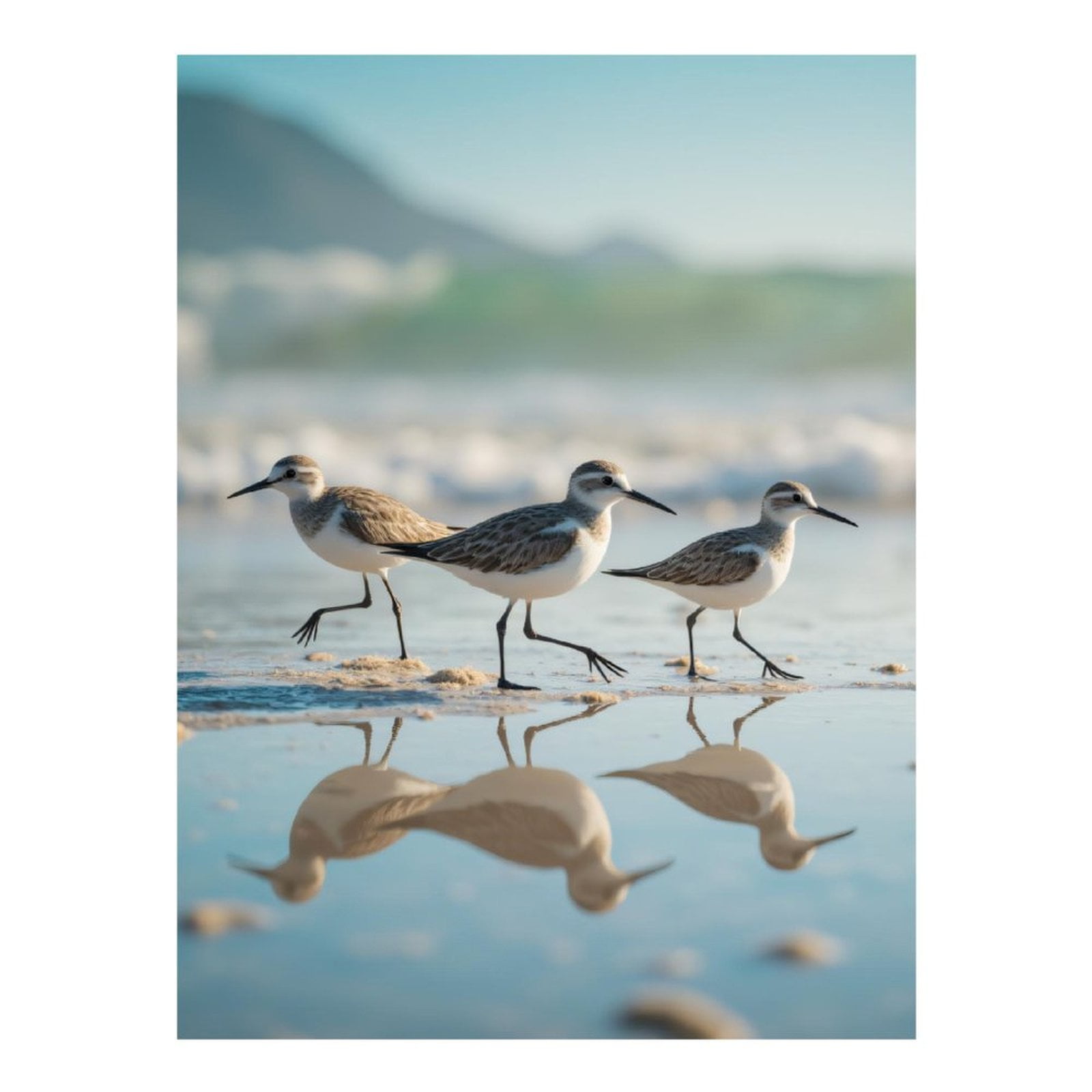 Diamond Art Kit for Adults, Shore Birds Reflection Beach Scene Diamond Painting for Adults Beginners, 5D DIY Diamond Art Painting Kits, Colorful Diamond Painting Craft for Home Decor 12x16