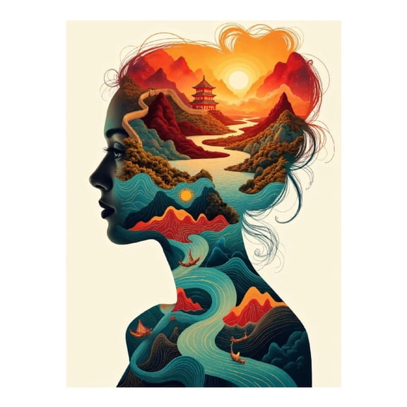 Diamond Art Kit for Adults, Silhouette Landscape Art Fusion Diamond Painting for Adults Beginners, 5D DIY Diamond Art Painting Kits, Colorful Diamond Painting Craft for Home Decor 12x16