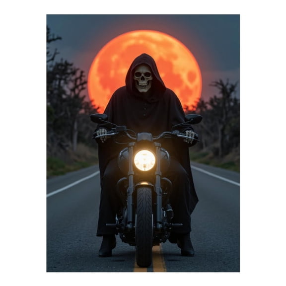 Diamond Art Kit for Adults, Skeleton Rider Against Full Moon Diamond Painting for Adults Beginners, 5D DIY Diamond Art Painting Kits, Colorful Diamond Painting Craft for Home Decor 12x16