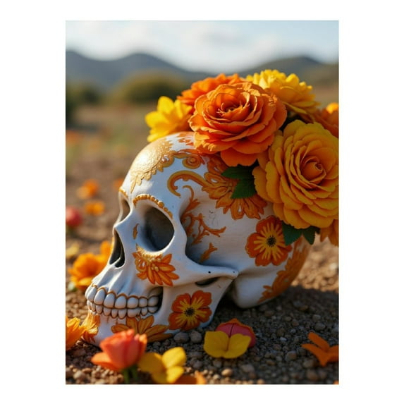 Diamond Art Kit for Adults, Skull Floral Art Desert Scene Diamond Painting for Adults Beginners, 5D DIY Diamond Art Painting Kits, Colorful Diamond Painting Craft for Home Decor 12x16