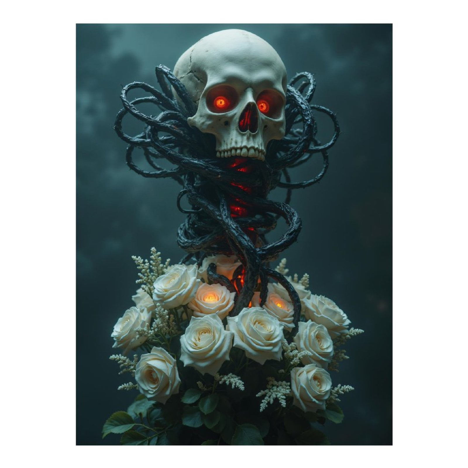 Diamond Art Kit for Adults, Skull Roses Dark Aura Glow Diamond Painting for Adults Beginners, DIY Diamond Art Painting Kits, 5D Diamond Painting Crafts for Home Decor 12x16 Frameless