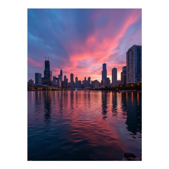 Diamond Art Kit for Adults, Skyline Sunset Over Water Reflection Diamond Painting for Adults Beginners, DIY Diamond Art Painting Kits, 5D Diamond Painting Crafts for Home Decor 12x16 Frameless